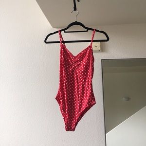 Nasty Gal Red Polka Dot Bodysuit